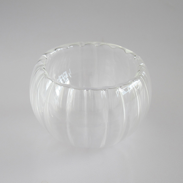 中国茶器【耐熱ガラスカボチャ型双層杯Ｂ（30ml）】