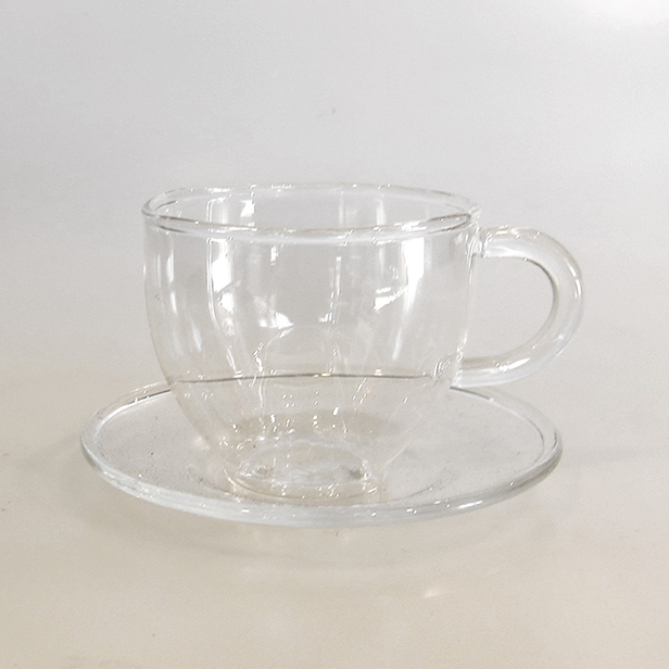中国茶器【耐熱ガラスミニカップ・茶托セット　1セット】